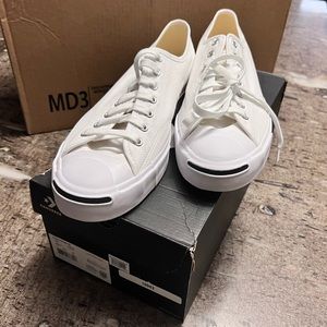 Converse Jack Purcell Canvas Low - US 12 Men’s - White/White/Black - 164057C